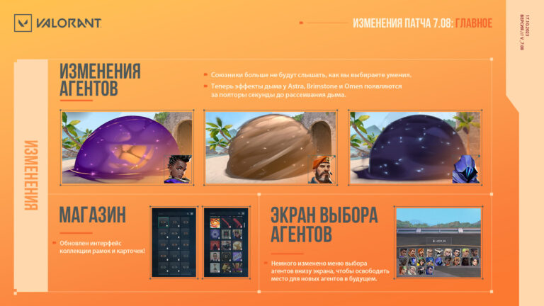 VALORANT – СПИСОК ИЗМЕНЕНИЙ ПАТЧА 7.08